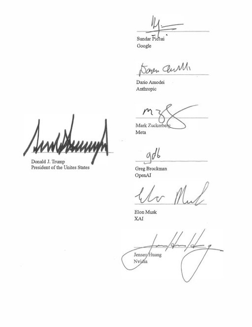 The White House has posted the "White House Accord on Super Intelligence," which appears to misspell United States: 