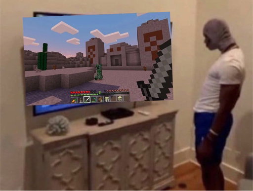 me tonight watching Mike Tomlin’s Minecraft world: 