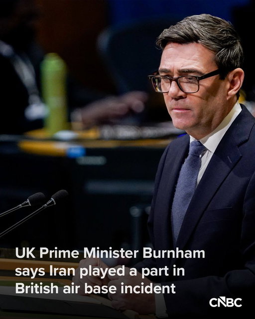 United Kingdom Prime Minister Andy Burnham said Iran was involved in the incident at the Royal Air Force base in Fairford on Sunday that led to the arrest of five men on suspicion of explosive and terrorism offences.

RAF Fairford is used to base U.S. heavy bombers for attacks on Iran.

In response, Iranian Foreign Minister Abbas Araghchi said on X that Burnham was “barking up the wrong tree”: https://t.co/k4TjD3SXgR