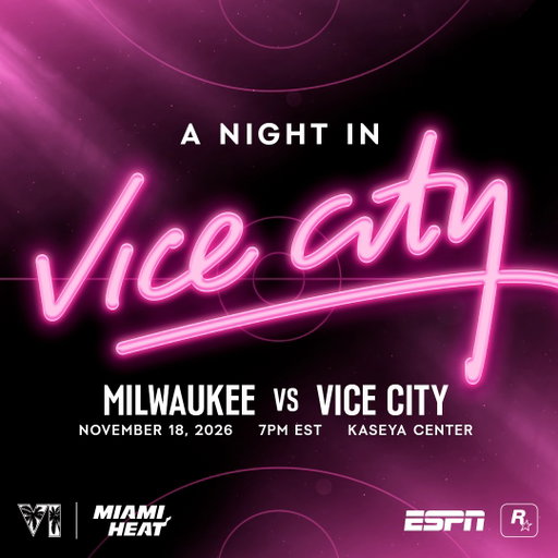 For one night only, the HEAT trade Miami for Vice City.

Join us on November 18, when Vice City hosts the Milwaukee Bucks on a never-before-seen court, wearing an all-new uniform.

This is A Night in Vice City. Also live on ESPN. For details, visit https://heat.com/ViceCity 