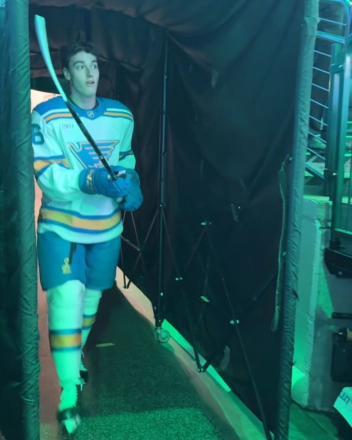 A traditional unlike any other. Congratulations on your NHL debut, Adam Jiricek. #stlblues 