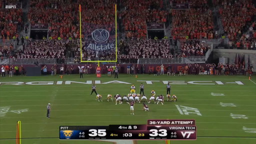 VIRGINIA TECH MISSES THE FIELD GOAL AND PITT WINS 35-33.

UNBELIEVABLE. 