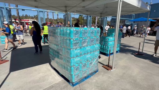 The Dodgers aren’t just giving fans entering the stadium a bottled water and a rally towel but there are crates of water bottles around Dodger Stadium with employees giving water out to whoever asks for a bottle. 