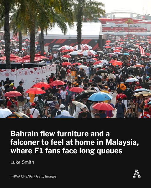 ▫️ 561 marshals and officials
▫️ Its track's paddock furniture
▫️ A falconer

@LukeSmithF1 discovers everything the organizer of Formula 1's Bahrain Grand Prix has shipped across an ocean to hold the race in Malaysia instead, and hears how surging ticket sales have been followed by a poor fan experience this weekend.

🔗 https://t.co/g6X1bPxpgH