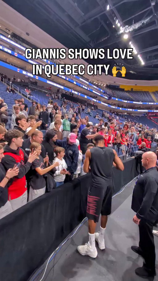 Giannis showed love to the Canadian fans in Quebec City before making his preseason debut for the Miami Heat. ❤️

(🎥: @NBA) 