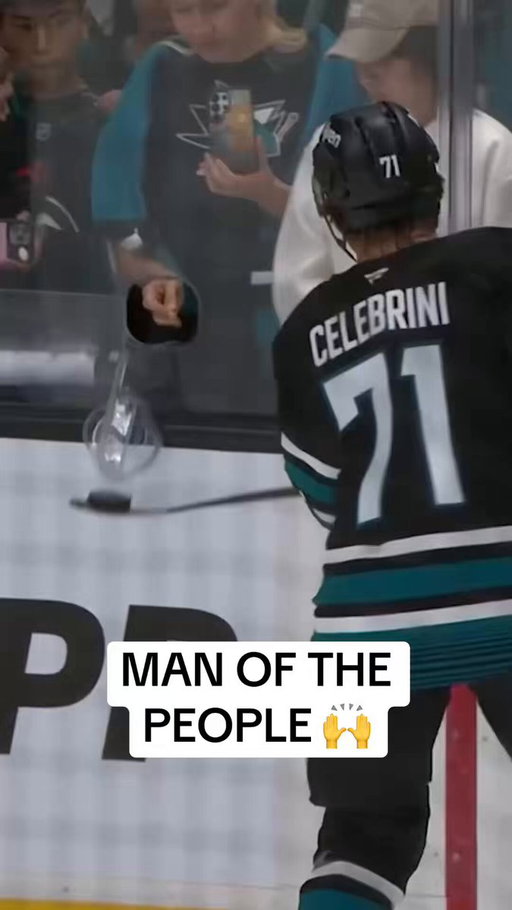 Macklin Celebrini made sure everyone knew who this puck was for 😅

(via: @SanJoseSharks) 