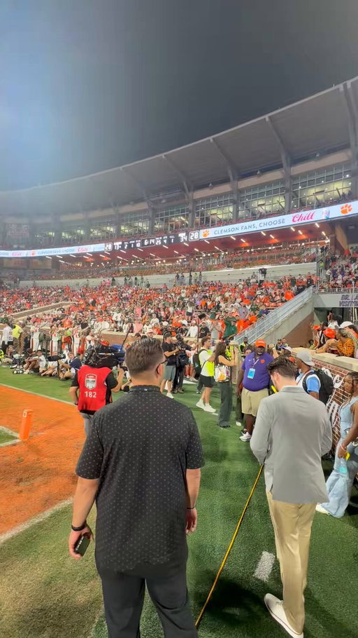 Canes Fans Chanting “Mama Fletcher” and Showing Love to @fletcherjr_mark’s Mother Who Traveled 787 Miles by Car to Clemson 🥹💚🧡 