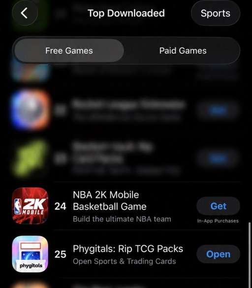 Phygitals is now ranked 25th in free apps in the US @Apple store right behind NBA2K

Top 10 soon 👀 