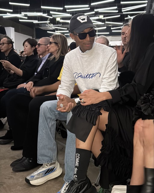 Pharrell pulled up to the Comme Des Garçons show in Paris 