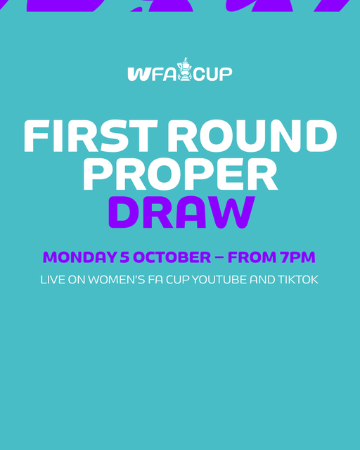 The draw for the first round proper of the Women's FA Cup will take place this evening from 7pm ⏰

Tune in live on our YouTube and TikTok channels! 🏆 