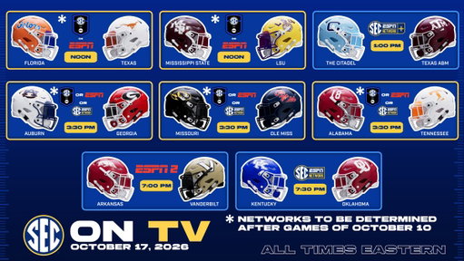 📺 #SECFB on TV: Oct. 17

Time &amp; Network updates: https://secsports.social/fbtv1017 
