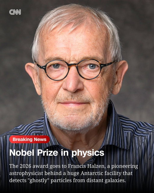 The 2026 Nobel Prize in physics has been awarded to Francis Halzen for his work detecting cosmic particles https://t.co/z6d610hAtn 