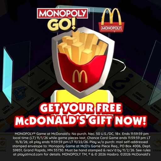 🎲 MONOPOLY GO! is back at McDonald’s!
🍟 Celebrate the return with the exclusive McDonald’s Fry Guard Shield in MONOPOLY GO!
🔗 Claim your gift here: https://mply.io/eqQcaP1kbUU 