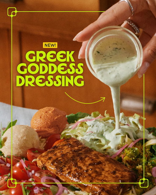NEW DRESSING ALERT 🚨 A goddess is born. Our Mediterranean take on an herby classic - made with creamy Greek yogurt, parsley, lemon, garlic, scallions, and spices. Available now for a limited time! 🤗 