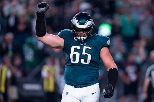The 2024 Super Bowl Champion Eagles Offensive Line:

LT - Jordan Mailata (Active)
LG - Landon Dickerson (Injured)
C - Cam Jurgens (Injured)
RG - Mekhi Becton (Packers)
RT - Lane Johnson (Retired) 