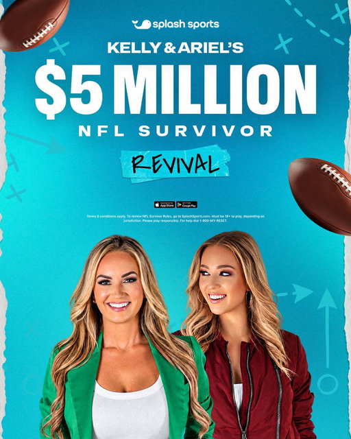 THE BIGGEST SECOND CHANCE OF THE SEASON 💥

Kelly &amp; Ari's $5M Survivor Revival is LIVE.

Guaranteed $5,000,000. Last one standing takes it all.

Entries close Oct 25.

https://app.splashsports.com/contest/e952445c-5928-4ba6-9c45-e18d99fb03a8/detail?utm_source=Referral&amp 