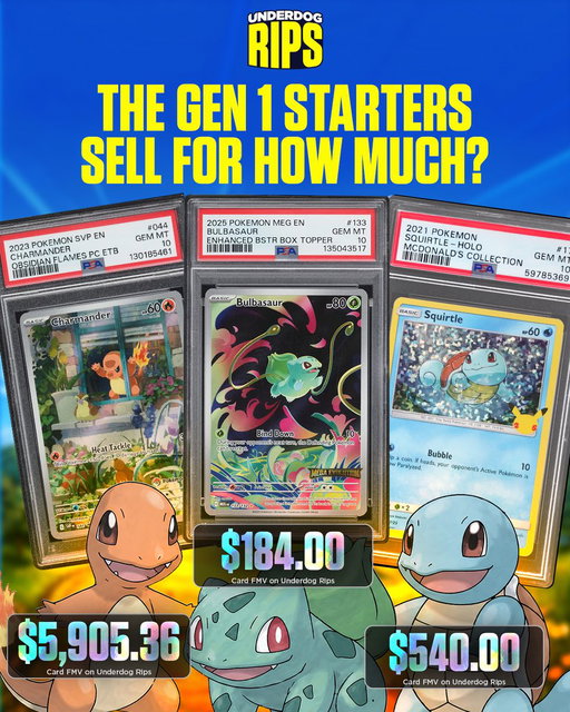 The prices of the original Gen 1 starter Pokémon 🤯 