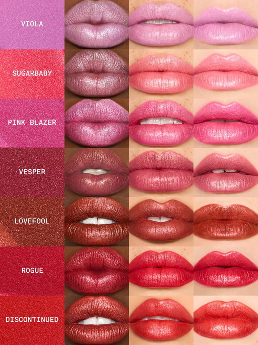 Frost Lipstick is back with even more shades of that perfect semi-lustrous hue. 

BRINGBACKS:
Jet (black) 
Spanish Fly (medium brown with blue flip)
Chintz (warm brown with gold pearl)

NEW:
Teddy Metal (light neutral dusty nude) 
TV Gold (cool greige nude)
Lovefool (deep reddish brown with red pearl)
Sugar Baby (blue mauve pink)
Pink Blazer (hot pink)
Viola (light lavender with a blue pearl)
Rogue (vivid neutral red)
Discontinued (bright yellow red)
Vesper (bronzed plum)
Countess (true bordeaux)

CLASSICS:
CB96 (bright pinky-orange with pearl)
Bronze Shimmer (golden bronze with shimmer)
“O” (purplish red with golden pearl)
New York Apple (muted red with pink shimmer)
Fresh Moroccan (brick red with gold pearl)
Gel (sheer metallic beige)
Angel (soft pink)
Bombshell (bright rosy pink with shimmer)
Fabby (mauve with gold pearl)
Plum Dandy (plum frosted with bronze)

Which one are you grabbing first?

Shop MAC online and at @macys now.
#MACFrost
