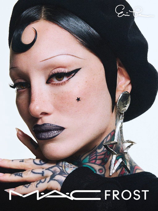 Back to black. Frost Lipstick in Jet returns with a semi-lustrous, silver metallic finish that feels smooth in every swipe. 

Erin Parsons wears Frost Lipstick in Jet with Lip Pencil in Caviar.

Photography: Hannah Khymych

Shop MAC online and at @macys now.
#MACFrost 