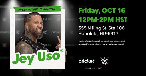 Proud Samoan. Global icon. Brought to you by Cricket. Get in line early, Honolulu! YEET. 🙌 
