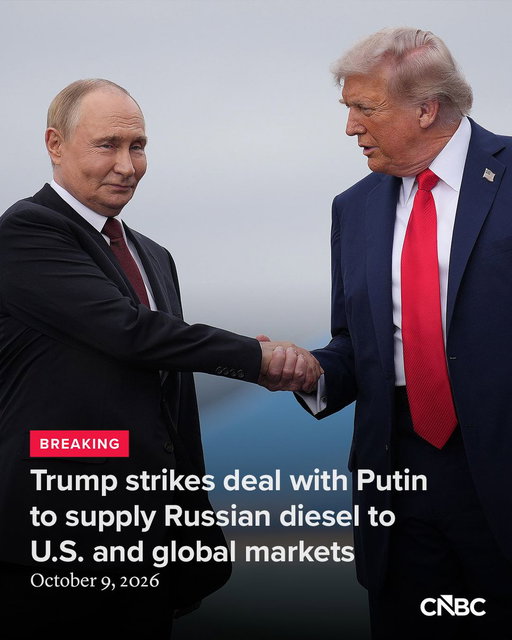 President Donald Trump said Friday that Russia will supply millions of tons of diesel to the global market under a deal he struck with President Vladimir Putin.

Russia will immediately supply more than 300,000 tons of diesel, followed by 500,000 tons in November, and 1 million tons immediately thereafter, Trump said in a post on Truth Social. Moscow will then deliver another 3 million tons of diesel based on the condition of Russia’s refineries, Trump said.

Read more: https://t.co/QouiiXxt34