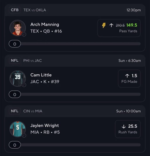 PrizePicks MANNING Discount 6x 🏈👑

https://prizepicks.onelink.me/gCQS/shareEntry?entryId=2a6aa1e3014dba58e409882162e6d83c&amp

Little is -150 to -160 on exchanges and Wright is at 22.5 on all books. 