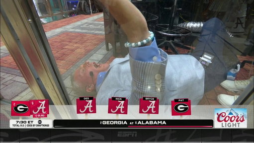 Coach Saban knocked @PatMcAfeeShow to the floor after Pat picked Georgia to beat Alabama 😭 
