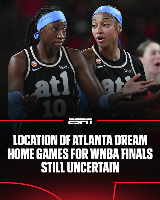 The Atlanta Dream's home games for the WNBA Finals did not have a set location as of Sunday night.

The capacity at State Farm Arena is 17,044, but it's booked with a Sombr concert on Oct. 22 and Atlanta Hawks regular-season games on Oct. 24 and 29: https://t.co/a1NFj6nkP9 
