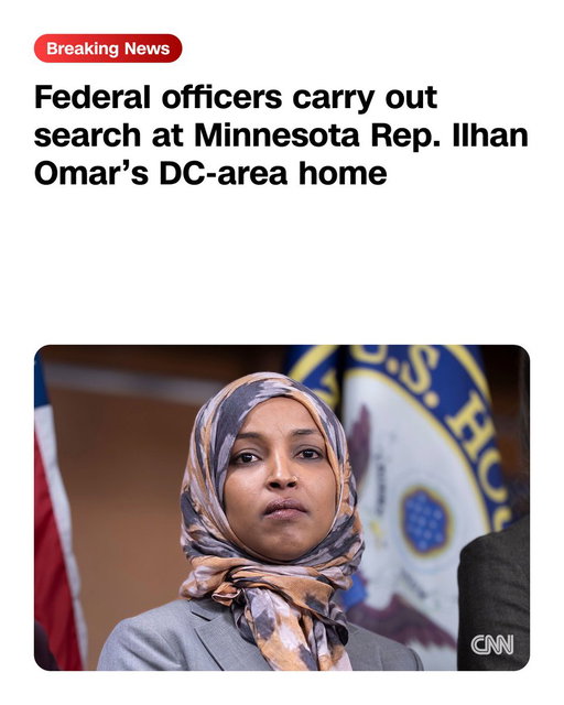 Federal officers carry out search at Minnesota Democratic Rep. Ilhan Omar's DC-area home as part of an "ongoing federal criminal investigation." https://t.co/nUByef3GlO 