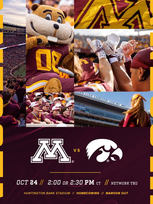 Game Time Set vs. Iowa ⏰

Secure your ticket: https://z.umn.edu/boyo

#RTB #SkiUMah #Gophers 