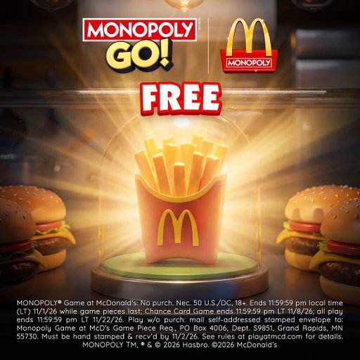 🍟 Want an extra of MONOPOLY GO! goodies thanks to McDonald's?
🎲 From today, every week you have a chance to earn the McDonald’s Fries Token or the McDonald’s Roller Dice from your Quick Wins!
🔗 https://bit.ly/MGO-MonsterMash-X 