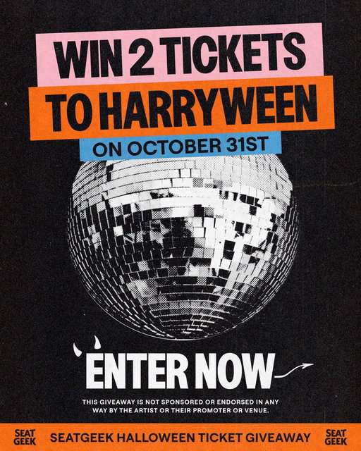 There’s Halloween… and then there’s Harryween 🎃👻

We’re giving away 2 tickets to see Harry Styles on 10/31! 
To enter:
🎃 Follow @SeatGeek
🎃 Like this post
🎃 Reply tagging 2 friends with what Harry should dress up as
Ends 10/23, 11:59 PM ET. Rules: https://seatgeek.com/rules 
