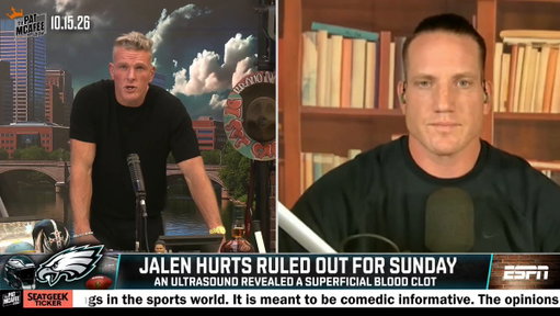 "Jalen Hurts is out for Sunday due to a superficial blood clot..

He can't play football until this situation is solved and he's out indefinitely" ~ @RapSheet 

We're thinking about Jalen Hurts and everybody with the Philadelphia Eagles #PMSLive 