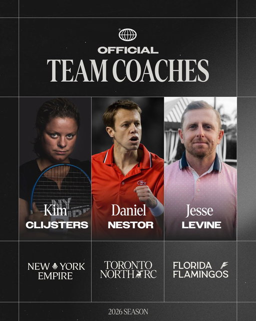 NEWS: World Team Tennis announces Team Head Coaches! ⬇️⬇️⬇️

🗽 Kim Clijsters — New York Empire
🫎 Daniel Nestor — Toronto North
🦩 Jesse Levine — Florida Flamingo

Head over to https://wtt.com/ for more.

#WorldTeamTennis 