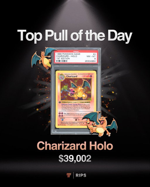 Charizard Holo, 1999 Pokemon Game, PSA 8 valued at $39,002 was pulled from a $5,000 Master Pack Today! 💥 