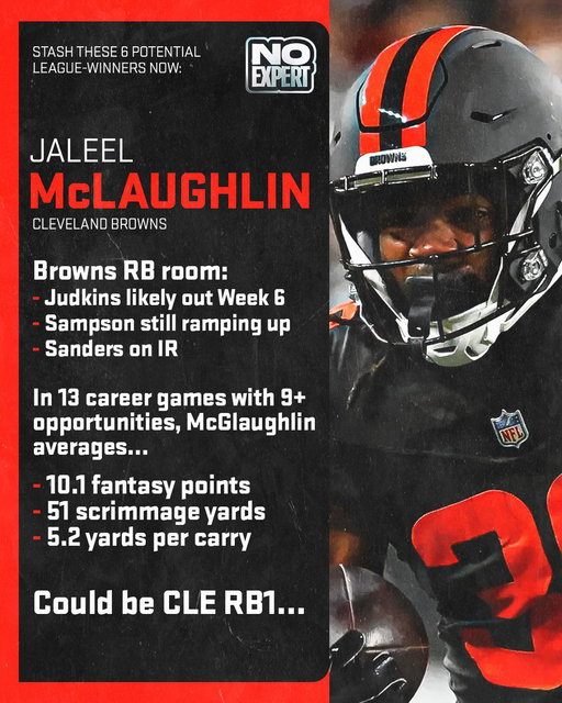 Stash these 6 potential league-winners NOW:

1. Jaleel McLaughlin… 