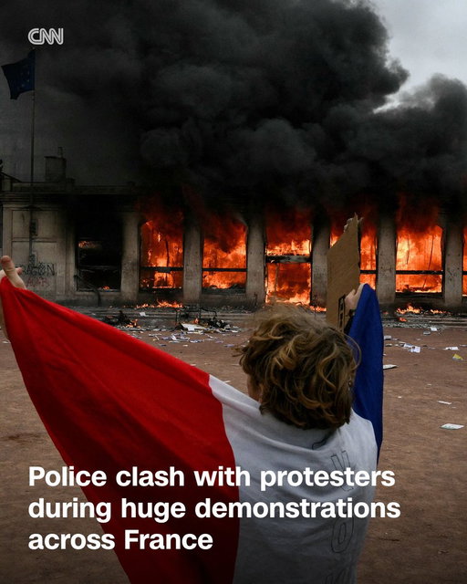 Police deploy tear gas and protesters stormed municipal buildings as tens of thousands of people take to the streets in fiery demonstrations across France.

Follow live updates: https://t.co/144cLKKL2r 