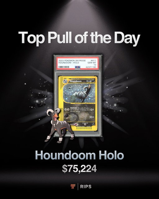 Houndoom Holo, 2003 Skyridge, PSA 10 valued at $75,224 was pulled from a $5,000 Master Pack Today! 🐾 