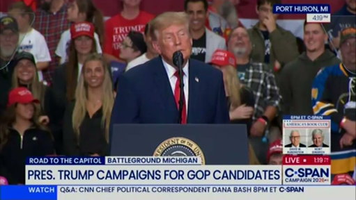 Donald Trump says Nicki Minaj has a “beautiful a**” in Port Huron, Michigan. 
