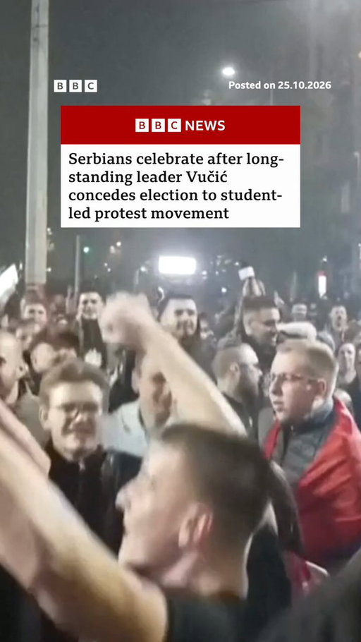 Celebrations have erupted in the streets of Serbia's capital Belgrade, after long-standing leader Aleksandar Vučić admitted defeat to a student-led protest movement in snap parliamentary elections. Read more: https://t.co/iOYTfXzeuc 