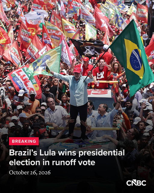 Luiz Inácio Lula da Silva has won a fourth term as Brazil’s president, coming from behind to beat Senator Flávio Bolsonaro in a runoff that split the country almost evenly.

Lula took 51.8% of valid votes to Bolsonaro’s 48.2%, according to the Superior Electoral Court.

Follow this breaking story: https://t.co/pEm7JEHp38