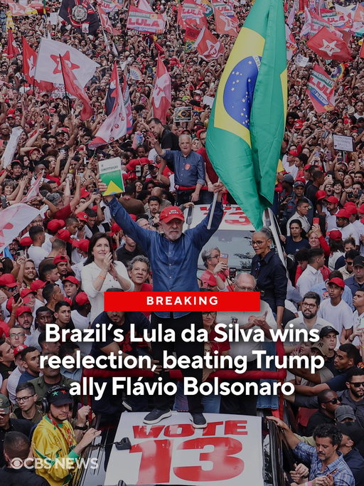 Brazil's President Luiz Inácio Lula da Silva, a vocal critic of President Trump, was reelected Sunday, defeating Trump ally Flávio Bolsonaro in the country's runoff election. 