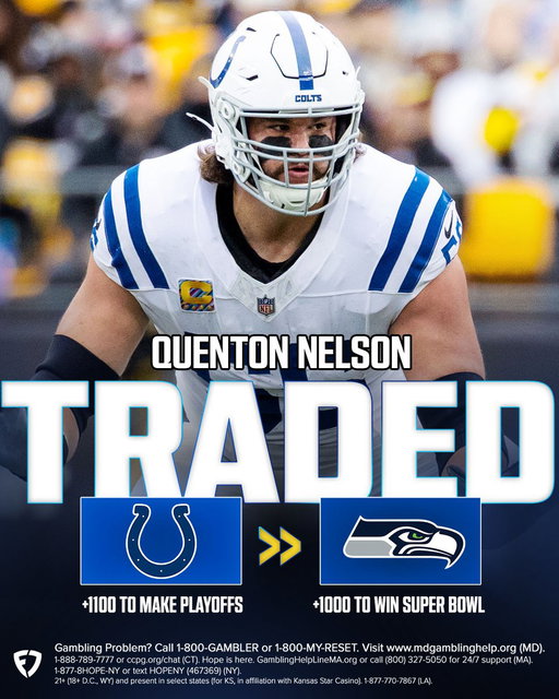 THE SEAHAWKS JUST GOT EVEN BETTER 😳

They just got Quenton Nelson for 3rd &amp; 5th round picks.

#Seahawks | #ForTheShoe 