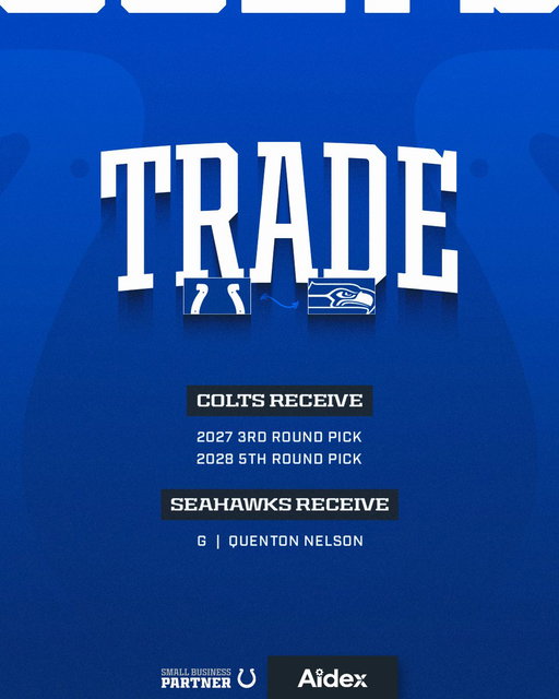 We have acquired a 2027 third-round pick and a 2028 fifth-round pick from the @Seahawks in exchange for Quenton Nelson. 