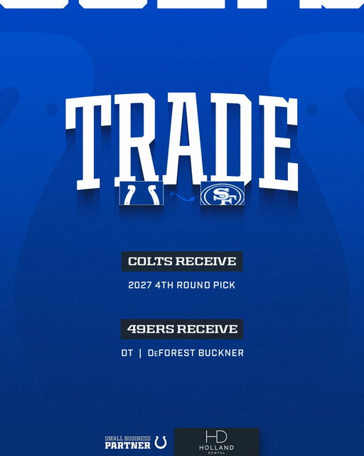 We have acquired a 2027 fourth-round NFL Draft pick from the @49ers in exchange for DeForest Buckner. 