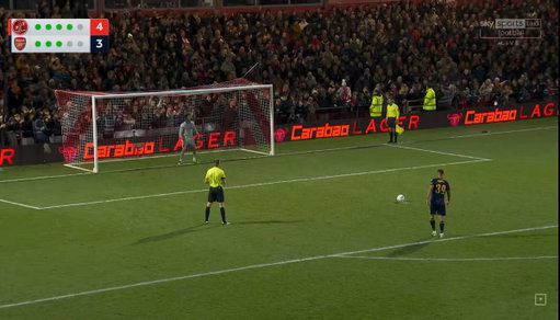 🚨| The moment Arsenal miss the penalty and crash out of the Carabao Cup against Fleetwood Town. 💔 