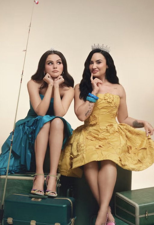 Selena Gomez and Demi Lovato recreate the ‘PRINCESS PROTECTION PROGRAM’ poster for Rare Beauty. 