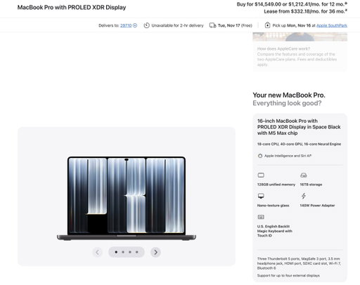 A fully loaded MacBook Pro with PROLED Display is $14,549 