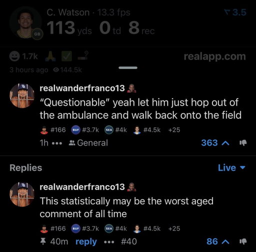 This is an all-time Real comment 😭 