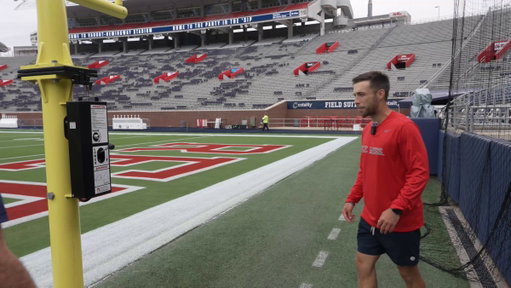 Ole Miss installed electronic goal posts after beating Georgia last season 